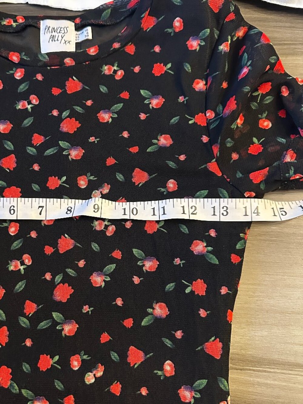 NWOT Princess Polly Black Dione Red Floral Mesh A-line Mini Slip Dress Size 6 - Picture 9 of 9
